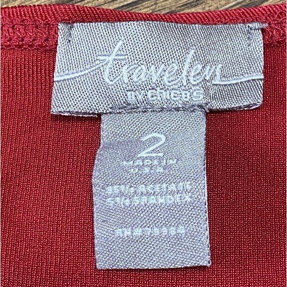 Chicos Travelers Top Womens Size 2 US Large 12 Tunic Red Wrinkle Free Side Tie - Picture 3 of 9
